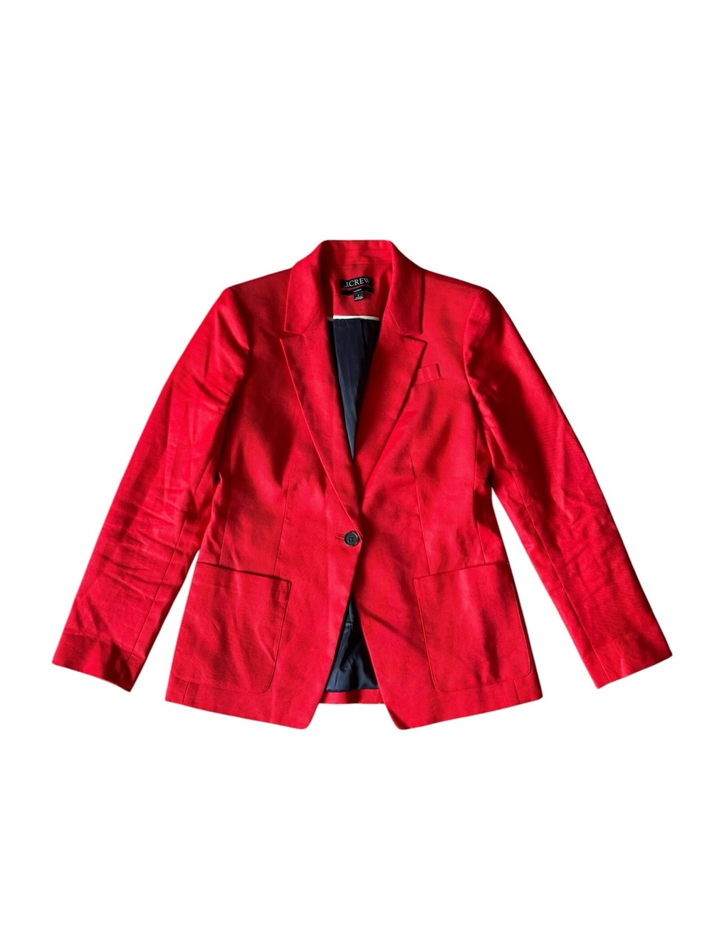 J. Crew Helena Blazer Women's Size 4 Red Linen Lined Holiday workwear